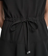 DKNY By Donna Karan Short Sleeve Collared Neck Knee Length Dress