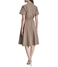 DKNY By Donna Karan Short Sleeve Collared Neck Knee Length Dress