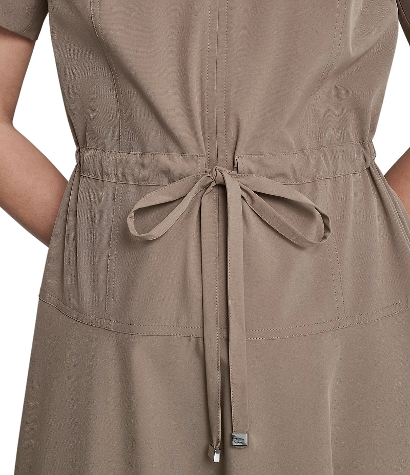 DKNY By Donna Karan Short Sleeve Collared Neck Knee Length Dress
