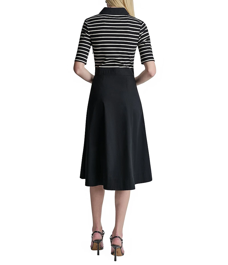 DKNY By Donna Karan Short Sleeve Collared Neck Midi Shirt Dress