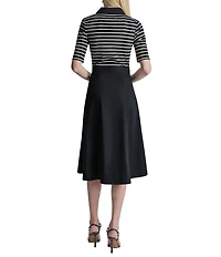 DKNY By Donna Karan Short Sleeve Collared Neck Midi Shirt Dress