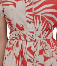 DKNY by Donna Karan Short Sleeve Faux Linen Button Front Shirt Dress