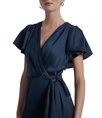DKNY by Donna Karan Short Sleeve Faux Wrap Midi Dress