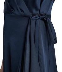 DKNY by Donna Karan Short Sleeve Faux Wrap Midi Dress
