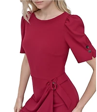 DKNY by Donna Karan Short Sleeve Faux Wrap Suba Crepe Dress