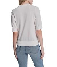 DKNY by Donna Karan Short Sleeve Knit Graffiti Floral Sweater