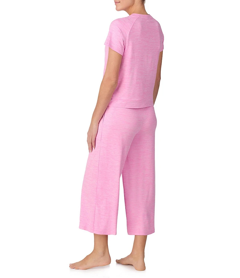 DKNY by Donna Karan Short Sleeve Round Neck Top & Cropped Knit Pajama Set