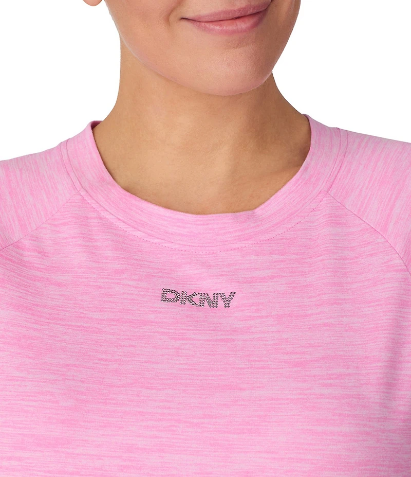 DKNY by Donna Karan Short Sleeve Round Neck Top & Cropped Knit Pajama Set