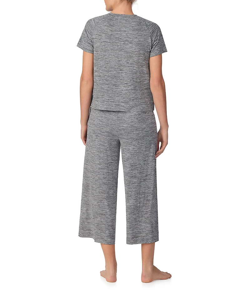 DKNY by Donna Karan Short Sleeve Round Neck Top & Cropped Knit Pajama Set