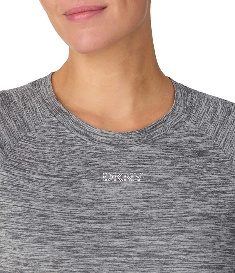 DKNY by Donna Karan Short Sleeve Round Neck Top & Cropped Knit Pajama Set
