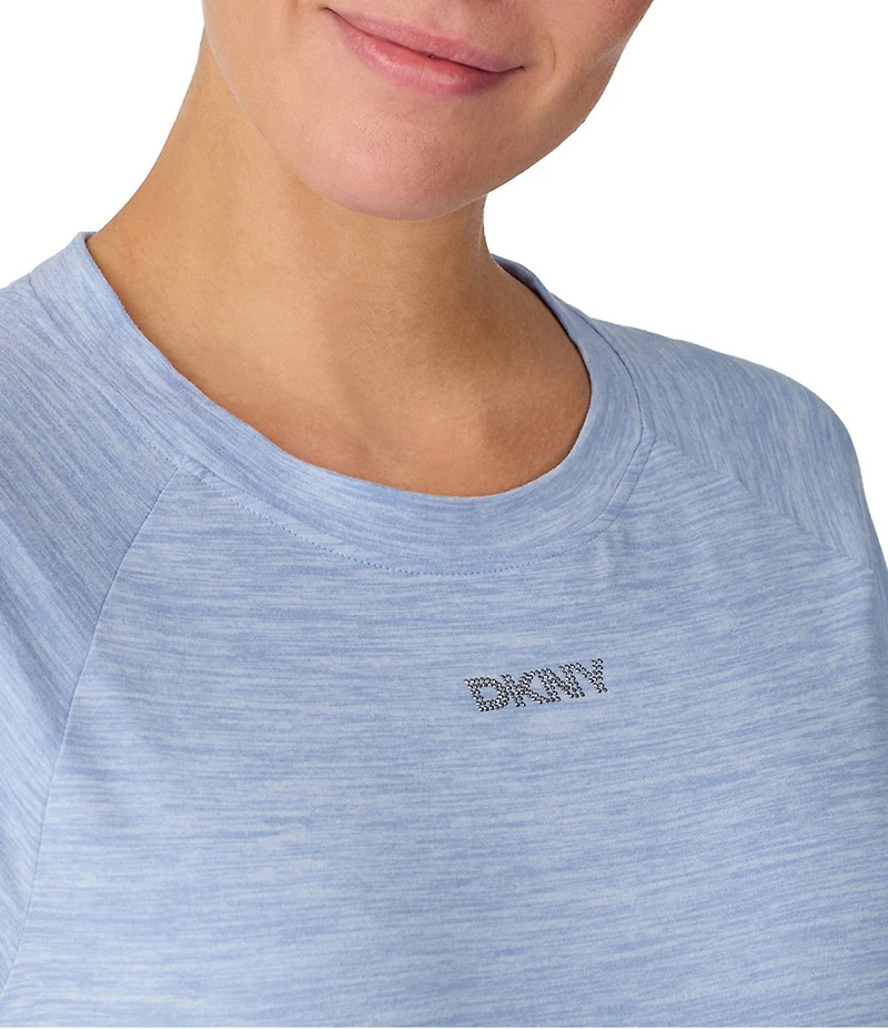 DKNY by Donna Karan Short Sleeve Round Neck Top & Cropped Knit Pajama Set