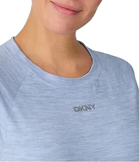 DKNY by Donna Karan Short Sleeve Round Neck Top & Cropped Knit Pajama Set