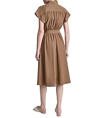 DKNY By Donna Karan Short Sleeve Surplice Neck Faux Wrap Dress