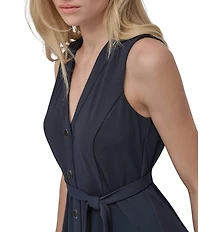 DKNY by Donna Karan Sleeveless Button Front Fit and Flare Dress