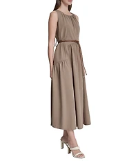 DKNY By Donna Karan Sleeveless Crew Neck Drop Waist Midi Dress