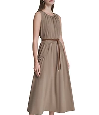 DKNY By Donna Karan Sleeveless Crew Neck Drop Waist Midi Dress