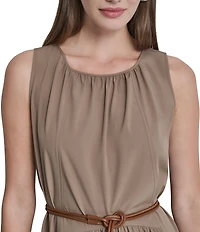 DKNY By Donna Karan Sleeveless Crew Neck Drop Waist Midi Dress