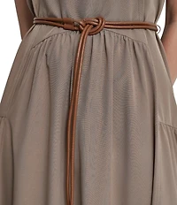 DKNY By Donna Karan Sleeveless Crew Neck Drop Waist Midi Dress