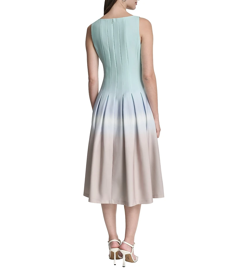 DKNY by Donna Karan Sleeveless Crew Neck Ombre Midi Dress