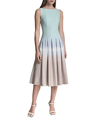 DKNY by Donna Karan Sleeveless Crew Neck Ombre Midi Dress