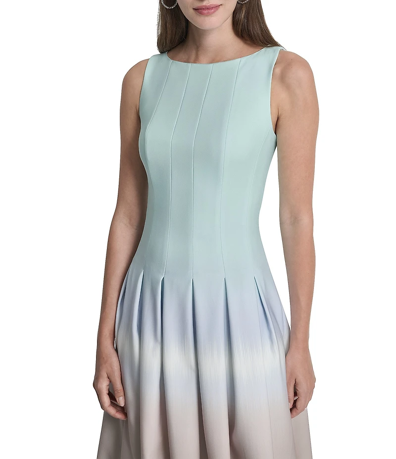 DKNY by Donna Karan Sleeveless Crew Neck Ombre Midi Dress