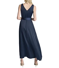 DKNY by Donna Karan Sleeveless High-Low Hem Midi Wrap Gown