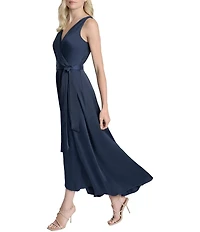 DKNY by Donna Karan Sleeveless High-Low Hem Midi Wrap Gown