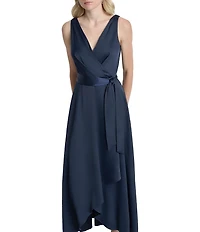 DKNY by Donna Karan Sleeveless High-Low Hem Midi Wrap Gown