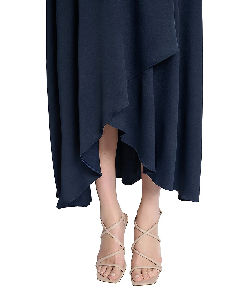 DKNY by Donna Karan Sleeveless High-Low Hem Midi Wrap Gown