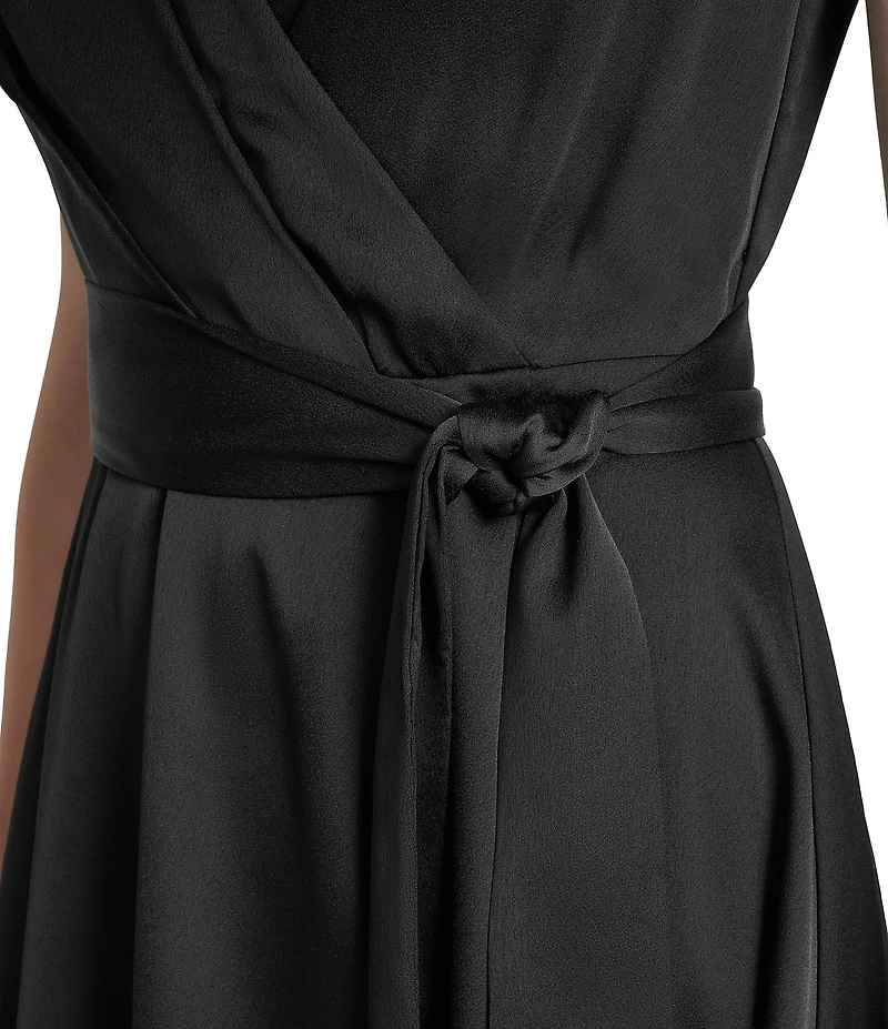 DKNY by Donna Karan Sleeveless High-Low Hem Midi Wrap Gown