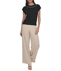 DKNY by Donna Karan Sleeveless Logo Grommet Sweater