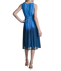 DKNY By Donna Karan Sleeveless Ombre Chiffon Faux Wrap Midi Dress