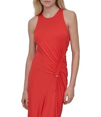 DKNY by Donna Karan Sleeveless Ruched Midi Dress