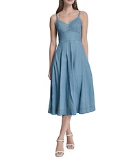 DKNY By Donna Karan Sleeveless Sweetheart Neck Fit and Flare Midi Dress