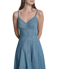 DKNY By Donna Karan Sleeveless Sweetheart Neck Fit and Flare Midi Dress