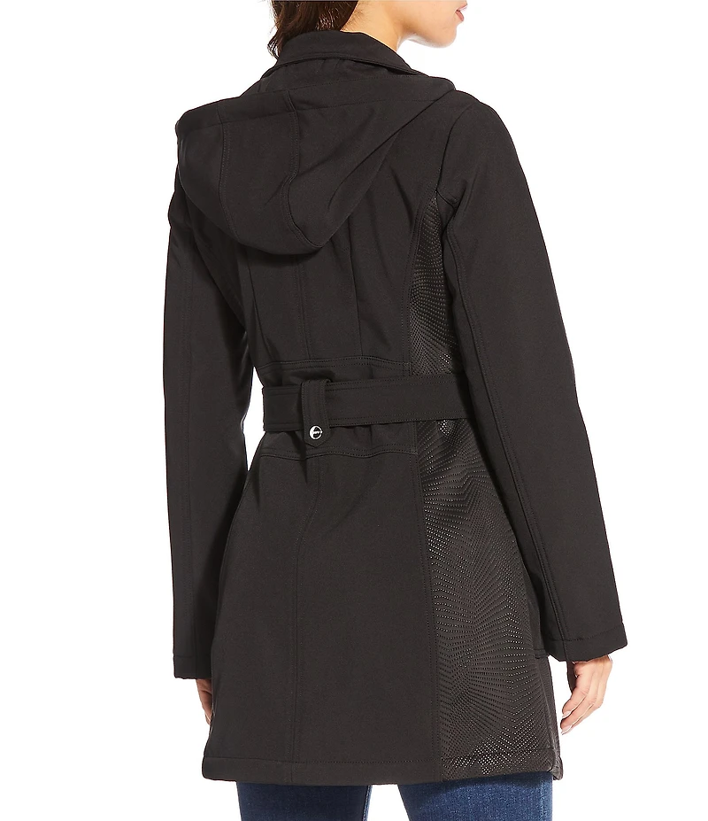 DKNY by Donna Karan Softshell Water Resistant Belted Zip Front Coat