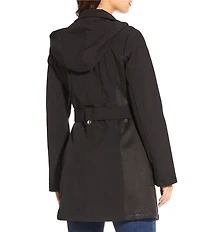 DKNY by Donna Karan Softshell Water Resistant Belted Zip Front Coat