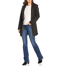 DKNY by Donna Karan Softshell Water Resistant Belted Zip Front Coat