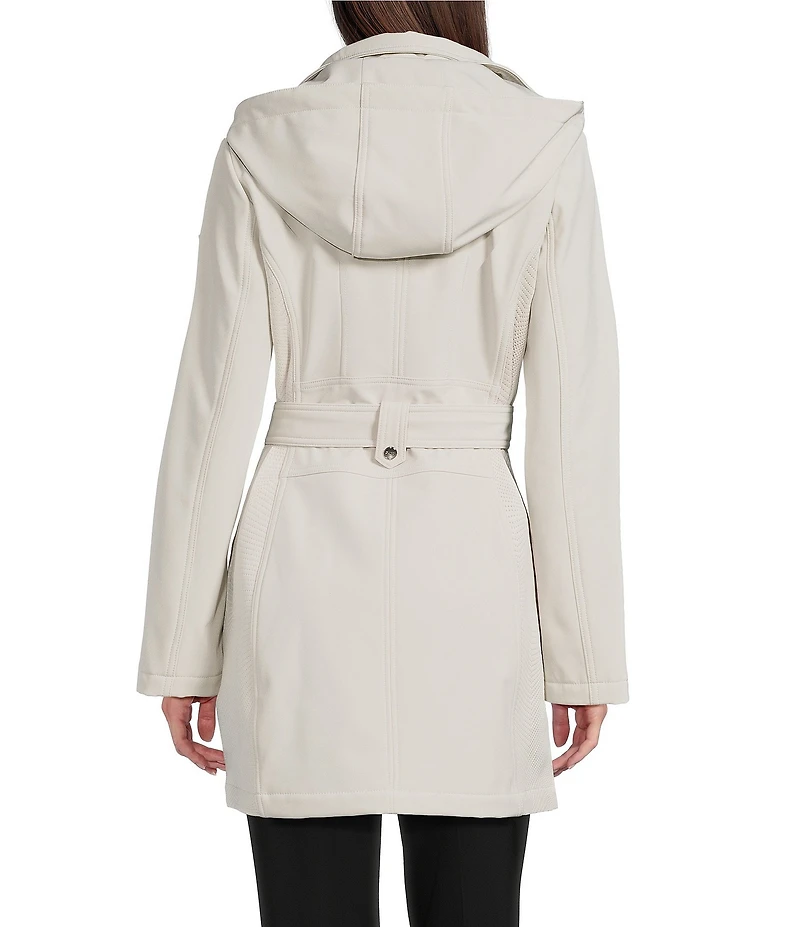 DKNY by Donna Karan Softshell Water Resistant Belted Zip Front Coat