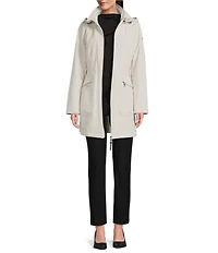 DKNY by Donna Karan Softshell Water Resistant Belted Zip Front Coat