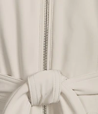 DKNY by Donna Karan Softshell Water Resistant Belted Zip Front Coat