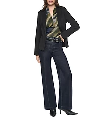DKNY by Donna Karan Soho Ponte Notch Collar One Button Blazer