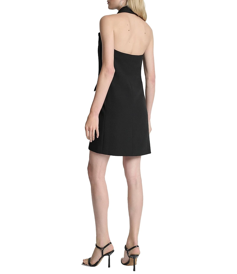 DKNY by Donna Karan Solid Crepe Collared Shawl Sleeveless Double Breasted Sheath Dress