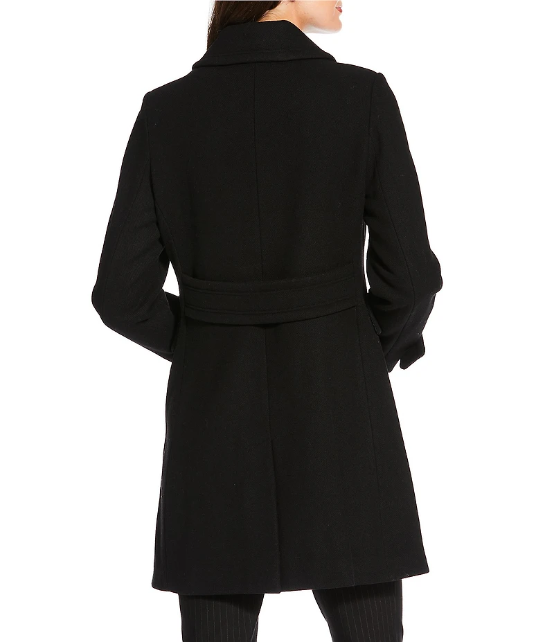 DKNY by Donna Karan Solid Double Breasted Wool Blend Coat