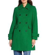 DKNY by Donna Karan Solid Double Breasted Wool Blend Coat