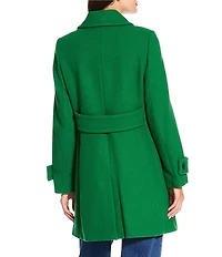 DKNY by Donna Karan Solid Double Breasted Wool Blend Coat