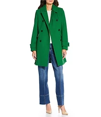 DKNY by Donna Karan Solid Double Breasted Wool Blend Coat