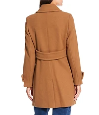 DKNY by Donna Karan Solid Double Breasted Wool Blend Coat