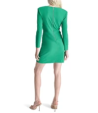 DKNY by Donna Karan Solid Knit Surplice V-Neck Long Sleeve Zip Detail Sheath Dress