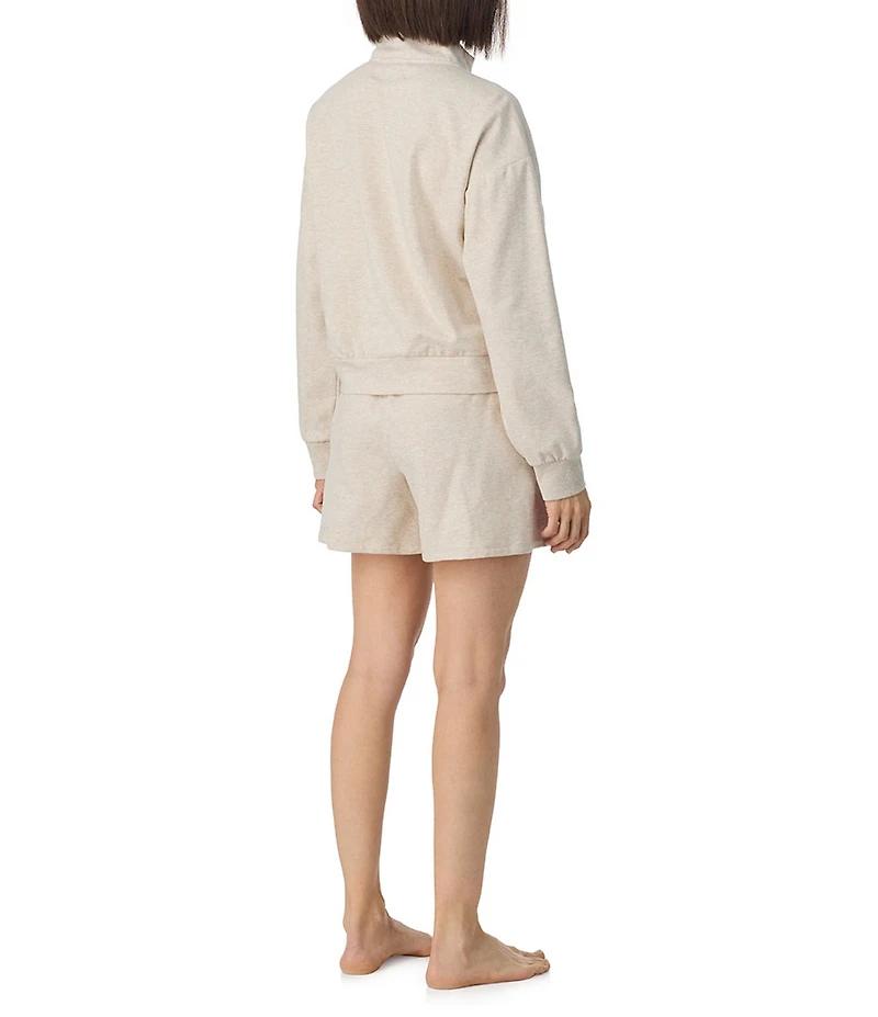 DKNY By Donna Karan Solid Long Sleeve Half Zip Shorty Lounge Set